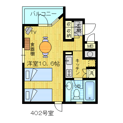 ＩＫ稲毛（ツインベッドタイプ） 間取り図