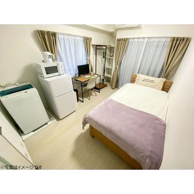 ●2026年5月9日から入居可●ユニオンマンスリー新松戸１　101　1K・シングル☆【禁煙ルーム】デスク＆チェアや2ドア冷蔵庫や電子レンジなどの家具家電付き！明るい2面採光のお部屋/安心の建物オートロの物件写真1