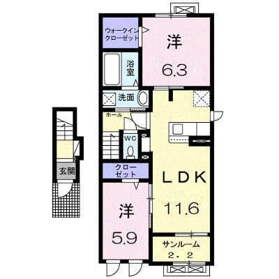 ウエアライトⅡ 205【管理NO：1-027666901-02050】 ★家具家電は申し込み後に搬入します★ ★2026年08月下旬入居可能★の外観画像