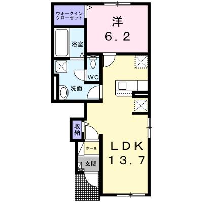 ブルー　クレール　Ⅰ 102【管理NO：1-026296801-01020】 ★家具家電は申し込み後に搬入しますの外観画像