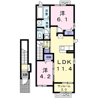 アヴァンセⅡ 203【管理NO：1-024338802-02030】 ★家具家電は申し込み後に搬入します★ ★2026年08月下旬入居可能★の外観画像