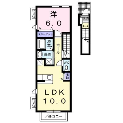 ミモザ 203【管理NO：1-014399102-02030】 ★家具家電は申し込み後に搬入します★の外観画像