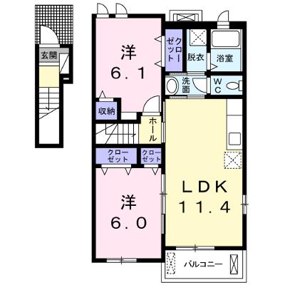 カーサ・ルピナスＢ 201【管理NO：1-017995802-02010】 ★家具家電は申し込み後に搬入します★の外観画像