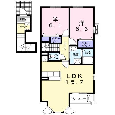 サンライト・プリティーＢ 201【管理NO：1-013731902-02010】 ★家具家電は申し込み後に搬入します★の外観画像
