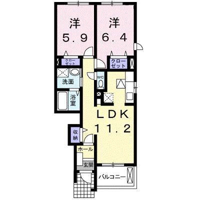 ジベルニーⅡ 102【管理NO：1-018006202-01020】 ★家具家電は申し込み後に搬入しますの外観画像