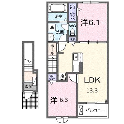 カメリア　塩川　Ｂ 202【管理NO：1-027997002-02020】 ★家具家電は申し込み後に搬入しますの外観画像