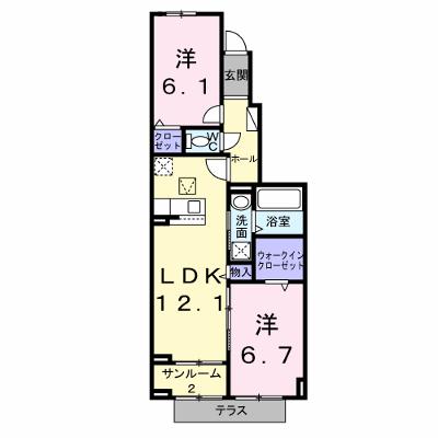 ベル・コリーヌＢ 103【管理NO：1-028379502-01030】 ★家具家電は申し込み後に搬入しますの外観画像