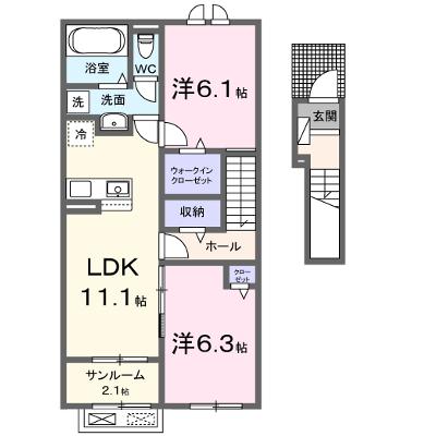 クレールＢ 203【管理NO：1-028470302-02030】 ★家具家電は申し込み後に搬入します 2026年08月下旬入居可能の外観画像