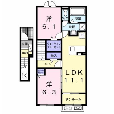 Ｋ’ｓヴィレッジ旭Ｃ 202【管理NO：1-028446103-02020】 ★家具家電は申し込み後に搬入します★の外観画像