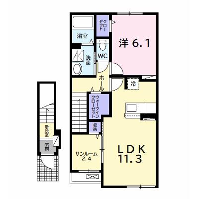 ソレイユ．Ｆ 204【管理NO：1-026514801-02040】 ★家具家電は申し込み後に搬入します★の外観画像