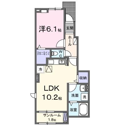 ジヴェルニー 102【管理NO：1-027965801-01020】 ★家具家電は申し込み後に搬入します★の外観画像