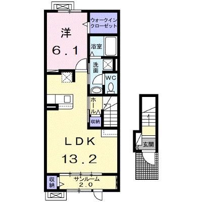 ミラノⅥ　Ａ 202【管理NO：1-027438801-02020】 ★家具家電は申し込み後に搬入しますの外観画像