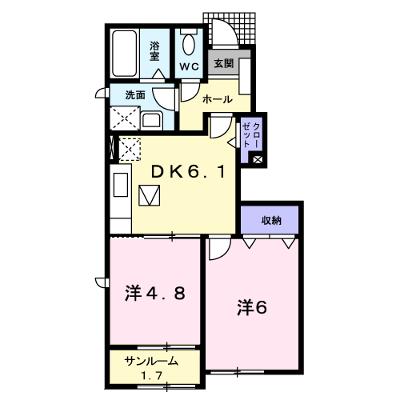 ブラン・リヴィエ－ル　Ⅱ 105【管理NO：1-016394602-01050】 ★家具家電は申し込み後に搬入しますの外観画像