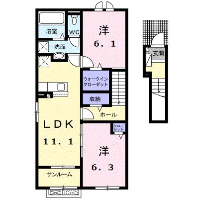 ローズ　ガーデン　大野　Ｂ 204【管理NO：1-026976402-02040】 ★家具家電は申し込み後に搬入しますの外観画像