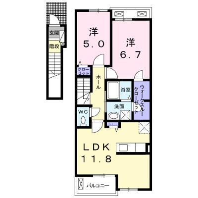 ラミーナⅠ 202【管理NO：1-020691101-02020】 ★家具家電は申し込み後に搬入しますの外観画像