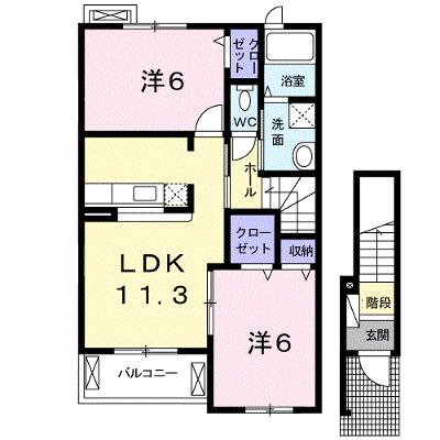 フルール２６ 205【管理NO：1-016426501-02040】 ★家具家電は申し込み後に搬入しますの外観画像