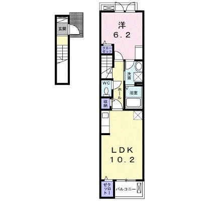 ユズの木 205【管理NO：1-028580201-02040】 ★家具家電は申し込み後に搬入しますの外観画像