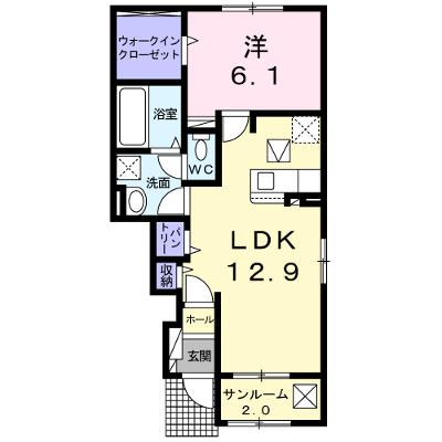フルゥ 106【管理NO：1-025952001-01050】 ★家具家電は申し込み後に搬入します★ ★2026年08月下旬入居可能★の外観画像