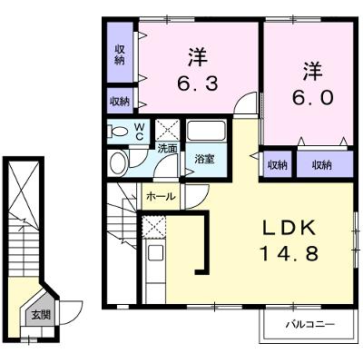 シャン・ド・フルールⅠ 205【管理NO：1-012299301-02040】 ★家具家電は申し込み後に搬入しますの外観画像