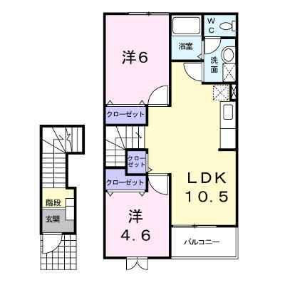 シエーヌ花梨 202【管理NO：1-010753101-02020】 ★家具家電は申し込み後に搬入しますの外観画像