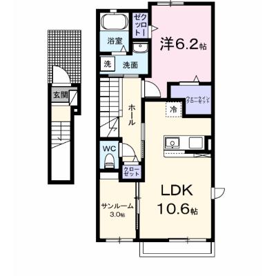 メゾン・ド・アン 201【管理NO：1-026909201-02010】 ★家具家電は申し込み後に搬入しますの外観画像