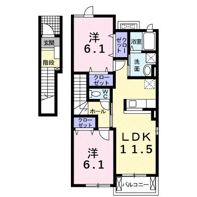 エアリーヒルⅠ 201【管理NO：1-015689401-02010】 ★家具家電は申し込み後に搬入しますの外観画像
