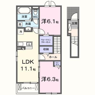 ブラン　ルピナス　Ⅱ 203【管理NO：1-025267102-02030】 ★家具家電は申し込み後に搬入しますの外観画像