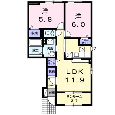 アンファミーユⅢ 105【管理NO：1-016691203-01040】 ★家具家電は申し込み後に搬入しますの外観画像