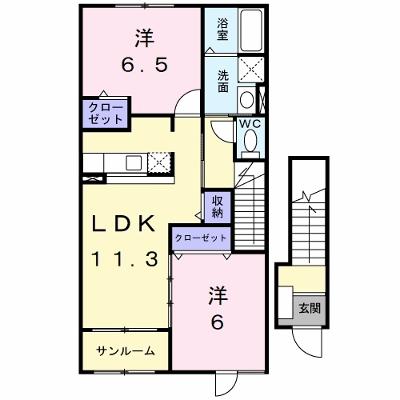 ラ　スギシオン　Ａ 201【管理NO：1-013882201-02010】 ★家具家電は申し込み後に搬入しますの外観画像