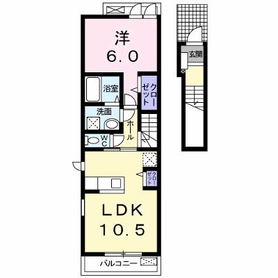 フィオーレⅢ 202【管理NO：1-019344701-02020】 ★家具家電は申し込み後に搬入しますの外観画像