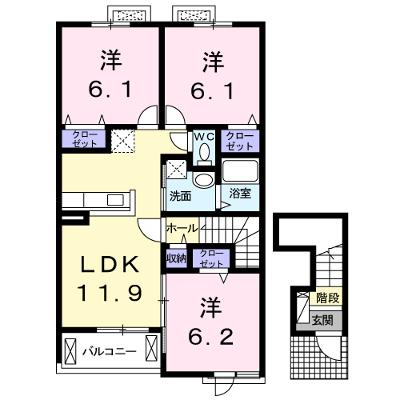 クラールプレディエＡ 202【管理NO：1-022964601-02020】 ★家具家電は申し込み後に搬入しますの外観画像