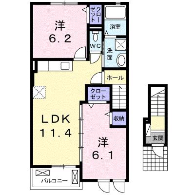 ポムドテールＴ 202【管理NO：1-018723101-02020】 ★家具家電は申し込み後に搬入しますの外観画像