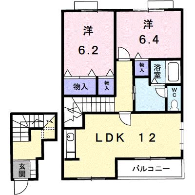パレス・ニュールミネⅡ　Ａ 203【管理NO：1-012742101-02030】 ★家具家電は申し込み後に搬入しますの外観画像