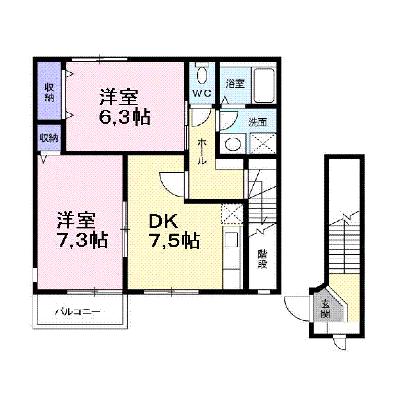 シェーヌ　Ｂ 201【管理NO：1-010120202-02010】 ★家具家電は申し込み後に搬入しますの外観画像