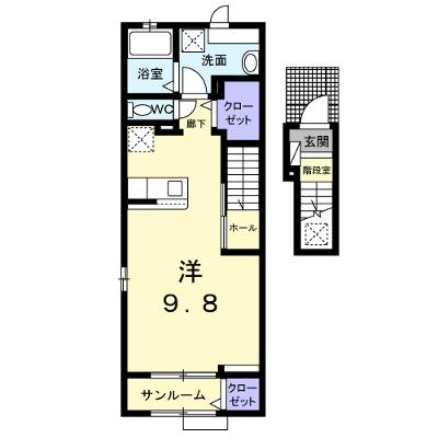 ラフレシールＭ 205【管理NO：1-027662401-02050】 ★家具家電は申し込み後に搬入しますの外観画像