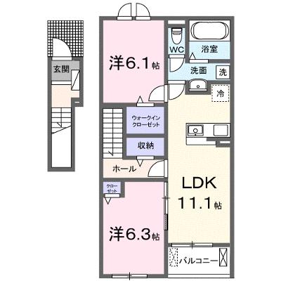 ベルシオン西江原Ⅱ 202【管理NO：1-027416802-02020】の外観画像