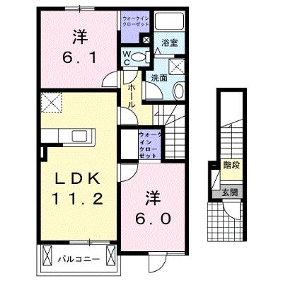 ラシュレⅡ 202【管理NO：1-018597501-02020】 ★家具家電は申し込み後に搬入します 2026年08月中旬入居可能の外観画像