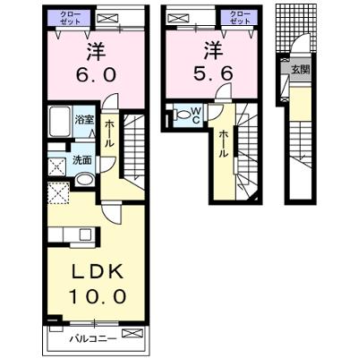 ローズ・エクラⅡ 204【管理NO：1-021374301-02040】 ★家具家電は申し込み後に搬入しますの外観画像