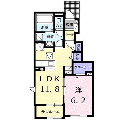 アールコートⅠ 105【管理NO：1-026295201-01050】 ★家具家電は申し込み後に搬入します★の外観画像