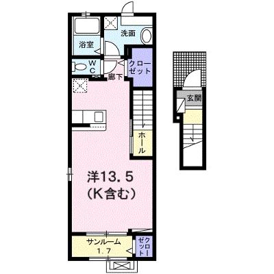 タウニーヒルズⅢ 206【管理NO：1-024906601-02060】 ★家具家電は申し込み後に搬入しますの外観画像