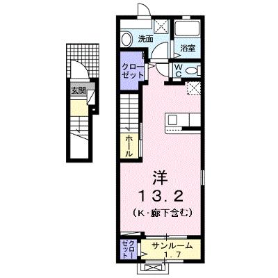 カーサ・ルピナス 201【管理NO：1-025364701-02010】 ★家具家電は申し込み後に搬入します★の外観画像