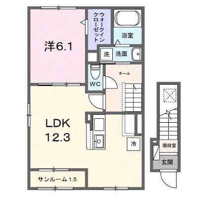 ビオラ徳山 201【管理NO：1-028709201-02010】 ★家具家電は申し込み後に搬入します 2026年09月下旬入居可能の外観画像