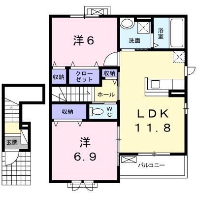 エヴァーグリーン納富分Ⅱ 204【管理NO：1-024016502-02040】 ★家具家電は申し込み後に搬入します★の外観画像