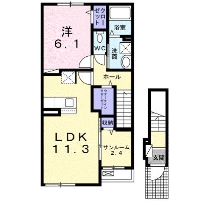 プリムローズ桜 202【管理NO：1-025676401-02020】 ★家具家電は申し込み後に搬入します★の外観画像