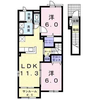 フォレスト　リバー　Ⅱ 202【管理NO：1-023284302-02020】 ★家具家電は申し込み後に搬入しますの外観画像