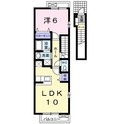 プリムローズＣ 201【管理NO：1-016741003-02010】 ★家具家電は申し込み後に搬入します★の外観画像