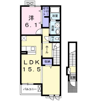メゾン　ド　さちＢ 202【管理NO：1-022989602-02020】 ★家具家電は申し込み後に搬入しますの外観画像