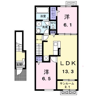 メゾン・ド・ポワールＡ 203【管理NO：1-027262001-02030】 ★家具家電は申し込み後に搬入しますの外観画像