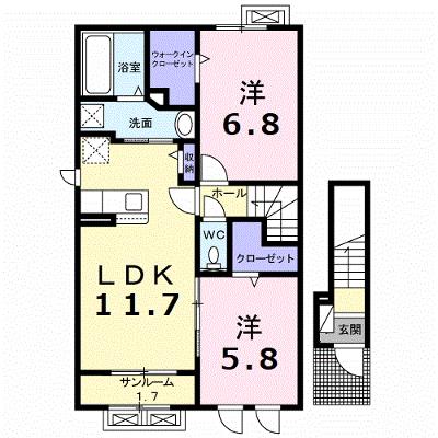 グランバージェⅡＡ 201【管理NO：1-028405901-02010】 ★家具家電は申し込み後に搬入します 2027年01月下旬入居可能の外観画像