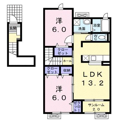 エーデル高松Ｃ 202【管理NO：1-014268601-02020】 ★家具家電は申し込み後に搬入します 2026年08月上旬入居可能の外観画像